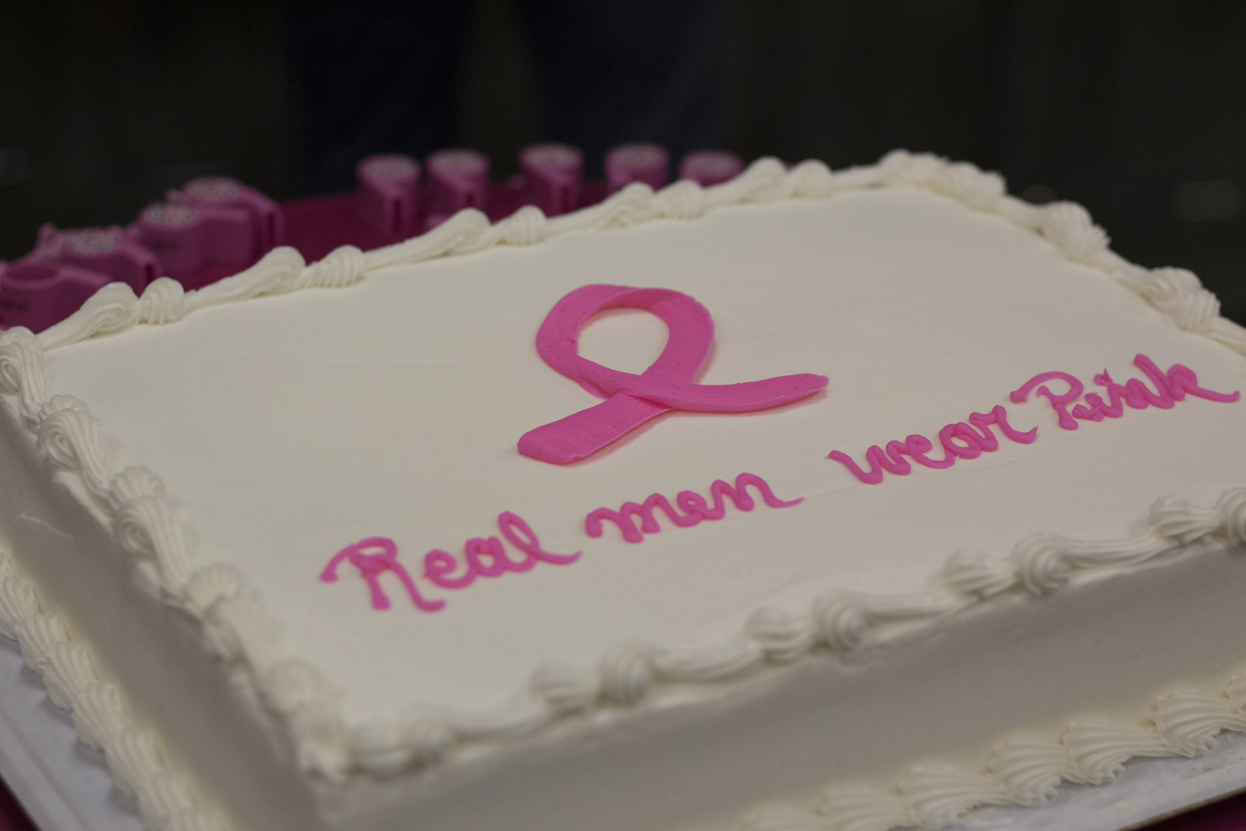 ActioNet informed employees of Breast Cancer Awareness Month at our monthly birthday event. ActioNeters were encouraged to wear pink and were given a speech about breast cancer detection before eating some cake.
