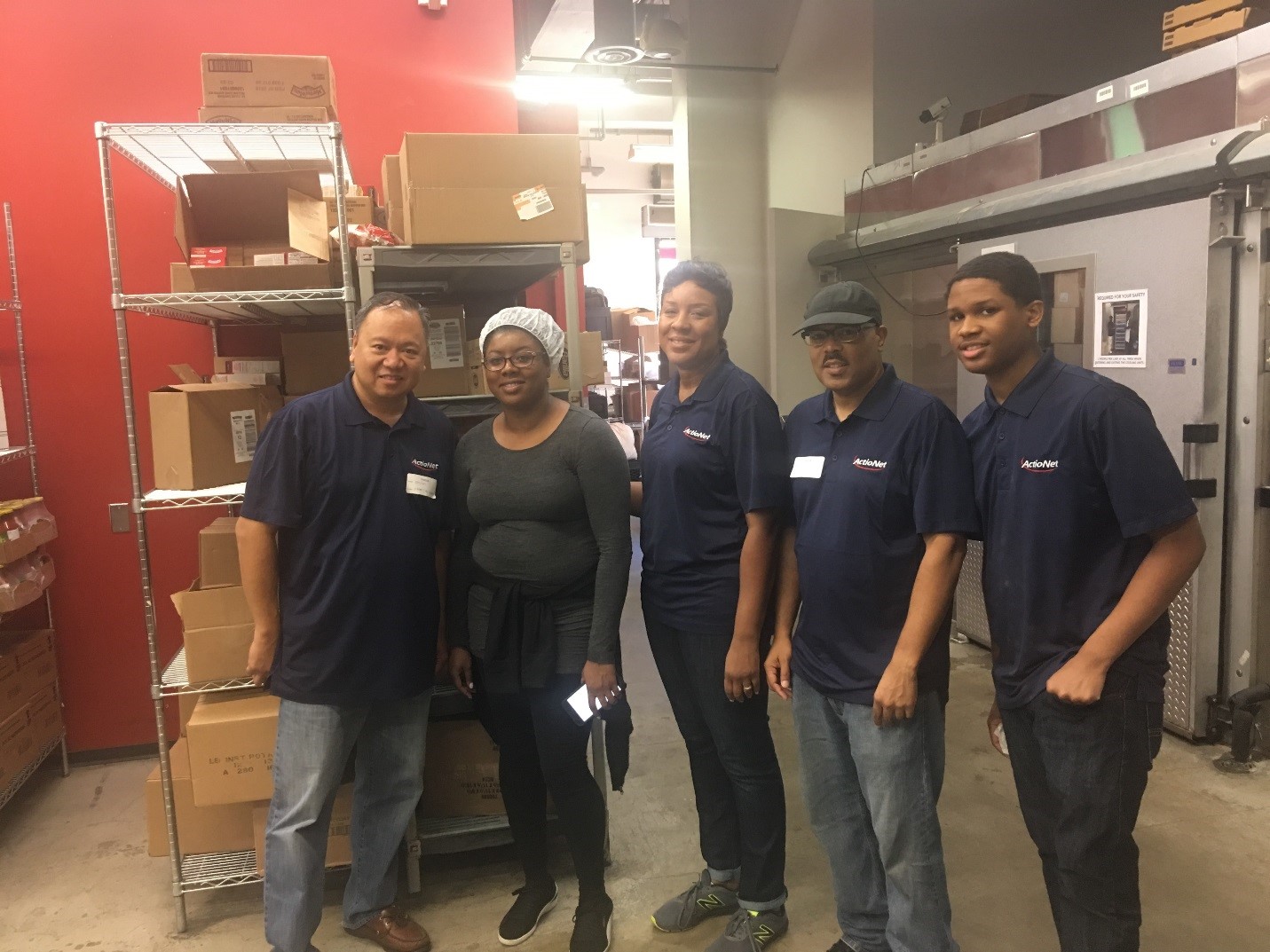 ActioNeters from the SRBU donned hair nets to help bag over 1500 meals at Food & Friends