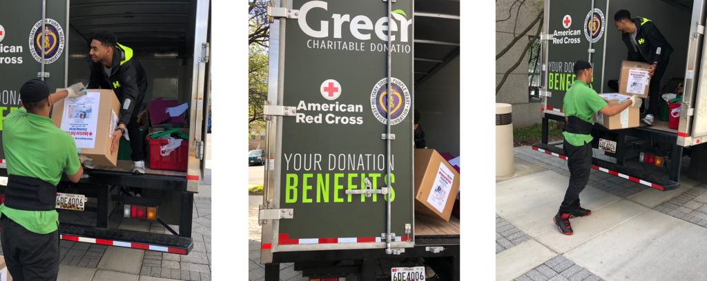 American Red Cross volunteers help collect ActioNet clothing donations