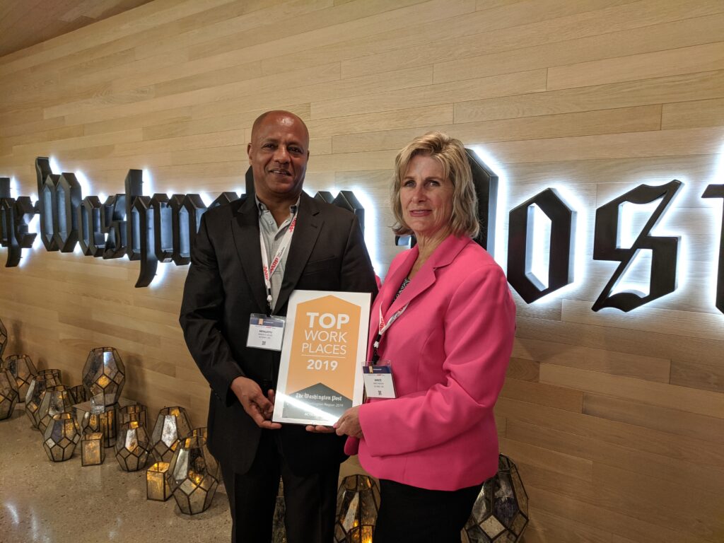 ActioNeters Janice and Mengie Accepted the 2019 Top Workplaces award for ActioNet