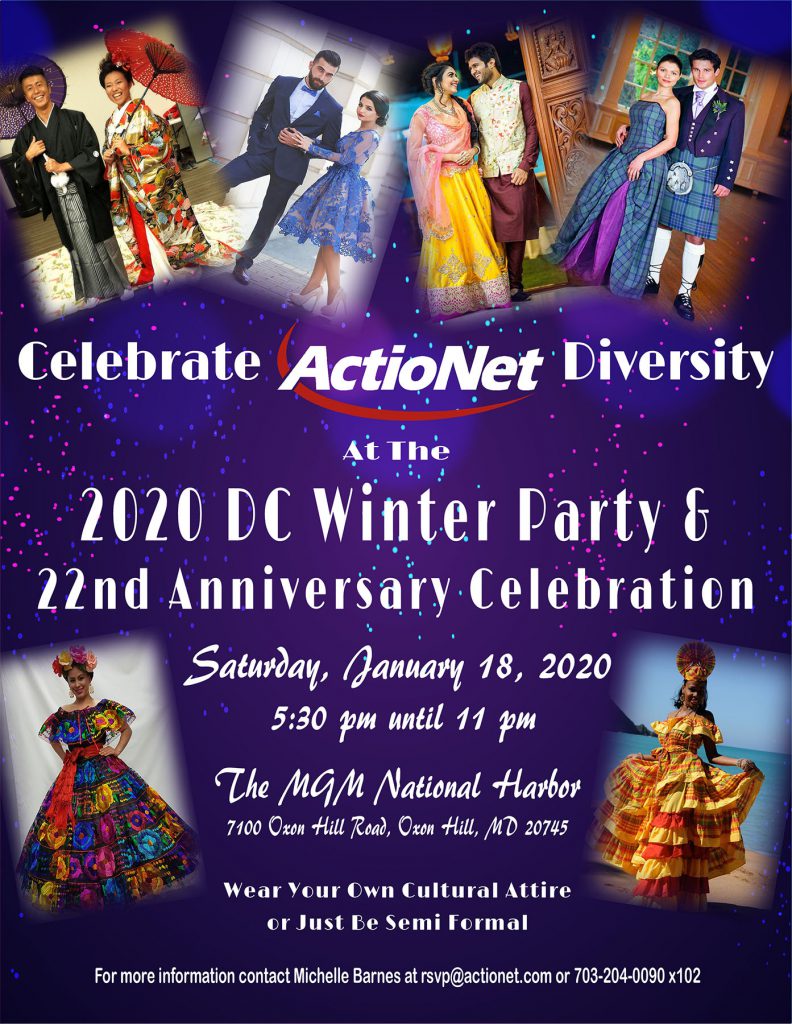 Flyer Advertising the ActioNet 2020 Winter Party