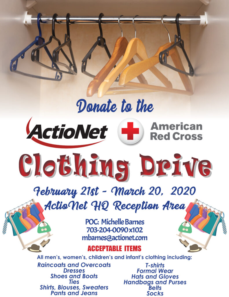 ActioNet 2020 Clothing Drive for the American Red Cross