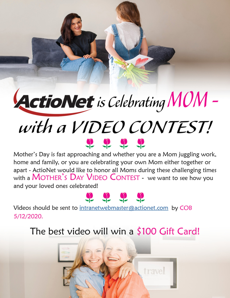 ActioNet Celebrating Mom with a Video Contest flyer