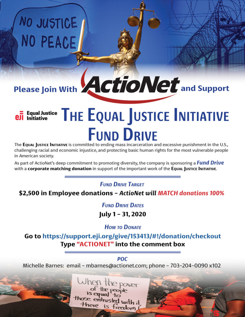 ActioNet Supports the EJI with a 2020 Fund Drive