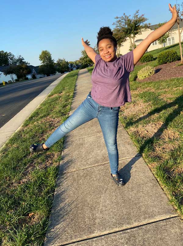 Janelle and her daughter go for daily walks to keep exercise up