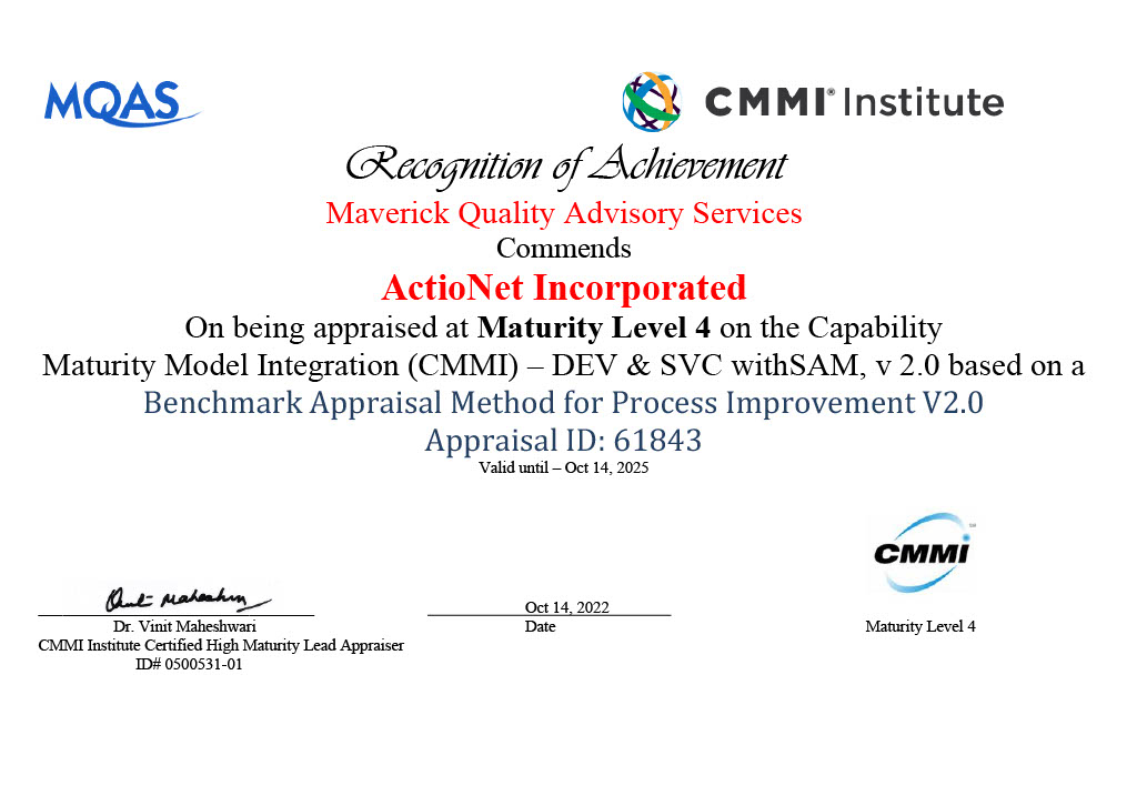 CMMI DEV Level 4 ActioNet cmmi-dev-level-4-actionet