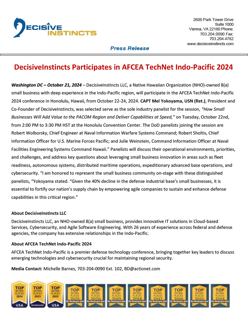 DecisiveInstincts Participates in AFCEA IndoPacific 2024 Inc.